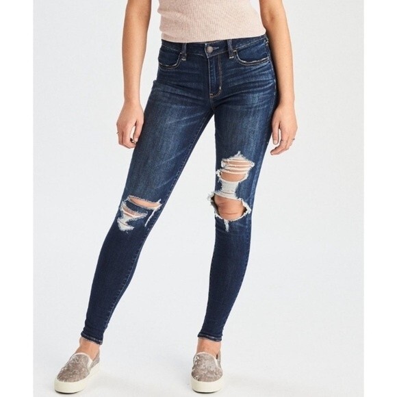 American Eagle Hi Rise Jeggings Distressed 6R - Picture 1 of 12